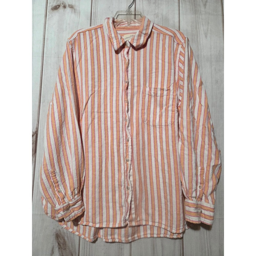 Universal Thread Women XXL Relaxed Fit Striped Linen Blend Button Down Shirt